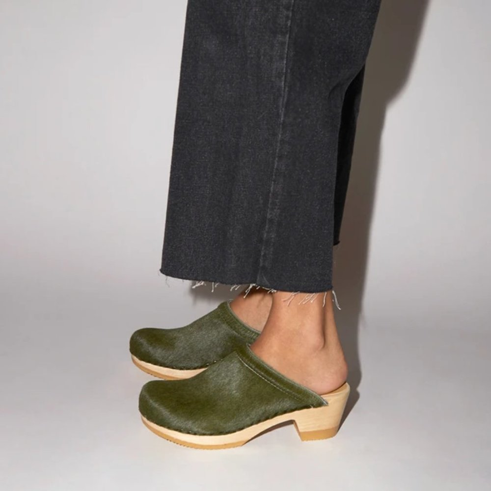 No.6 Old School Clog Mid Heel in Forest Pony, 39